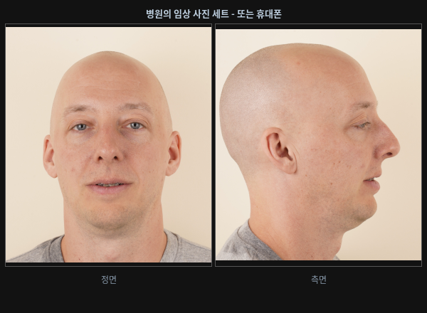입력 사진 예시: 정면과 측면 상담 사진